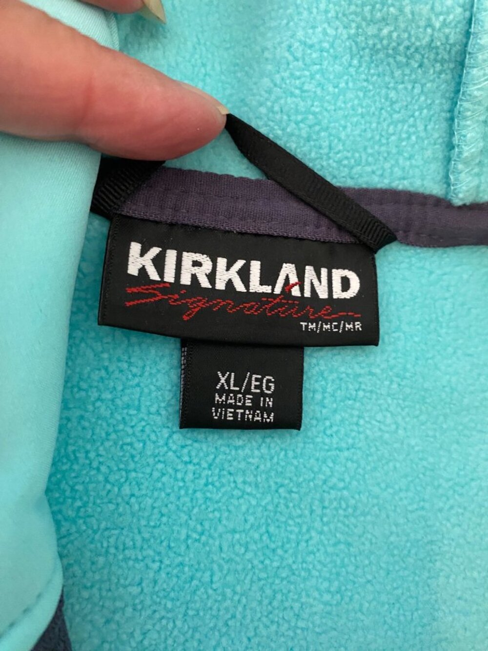 Kirkland Signature Aqua Hooded Softshell Jacket Fleece Lining Zip Pockets XL - Picture 3 of 9